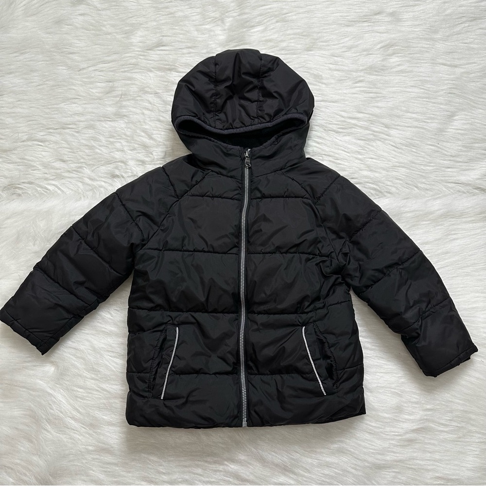 Wonder Nation Toddler Size 5T Black Full Zip Winter Hoodie Puffer Jacket